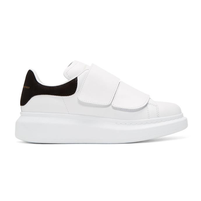 Oversized white strap sneakers, $615, Alexander McQueen at [Ssense](https://www.ssense.com/en-au/women/product/alexander-mcqueen/white-straps-oversized-sneakers/2191627?gclid=EAIaIQobChMIkt-Q0bef2gIVCCUrCh0ThwntEAQYASABEgLxXvD_BwE|target="_blank"|rel="nofollow").