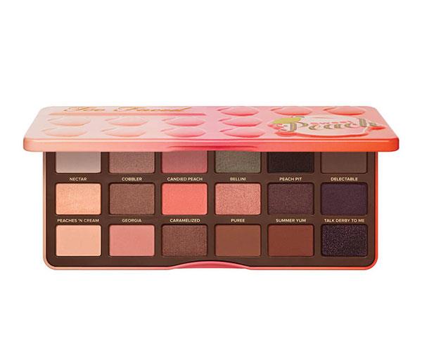 **Sweet Peach Eyeshadow Collection by Too Faced**
<br><br>
Focusing on warmer tones (and one glittering green), the Sweet Peach Palette is the perfect neutral palette with a bit of shimmer. And not only that, it's important to note that this palette actually smells like fresh peaches! <br><br>
*$75, available at [MECCA](https://www.mecca.com.au/too-faced/sweet-peach-eyeshadow-collection/I-023781.html|target="_blank"|rel="nofollow").*