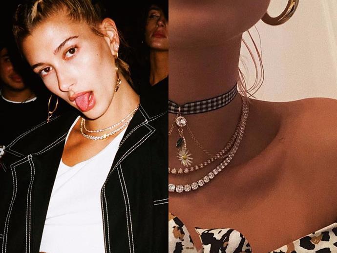 **HAILEY BIEBER**
<br><br>
Just like Kylie Jenner, Bieber also got a dainty outline of a heart tattooed on her collarbone.