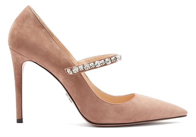 **For The: Glamorous Bride**
<br><br> 
Pumps by Prada, $1,400 at [MATCHESFASHION.COM](https://www.matchesfashion.com/au/products/Prada-Crystal-embellished-suede-pumps-1214794|target="_blank"|rel="nofollow")