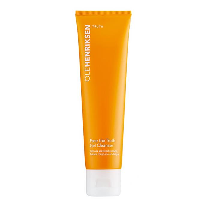 While the orange extract and citrus energises and 'wakes up' the skin, the Witch Hazel and aloe acts to calm.<br><br>
Face The Truth Gel Cleanser by Ole Henriksen, $14 at [Sephora](https://www.sephora.com.au/products/ole-henriksen-face-the-truth-gel-cleanser/v/60ml|target="_blank"|rel="nofollow").