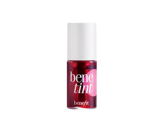 A beauty cult classic, Benetint is rosewater based and gives a light, dewy finish on lips and cheeks.<br><br>
Benetint Cheek & Lip Stain by Benefit, $33 at [Sephora](https://www.sephora.com.au/products/benefit-cosmetics-benetint-cheek-and-lip-stain/v/4-0ml|target="_blank"|rel="nofollow").