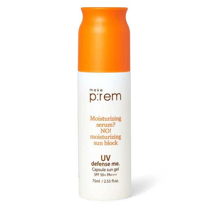 A chemical sunscreen that fights pigmentation and UV damage, this gel is super lightweight and silky.<br><br>
*Uv Defense Me Capsule Sun Gel by Make P:rem.*