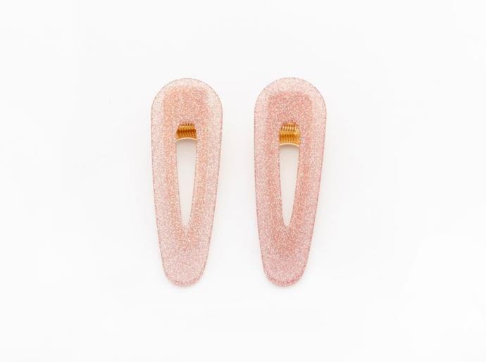 Kelly Clips in Pink Glitter, $40 at [Valet](https://valetstudio.com/collections/hair/products/kelly-clips-in-pink-glitter|target="_blank"|rel="nofollow").