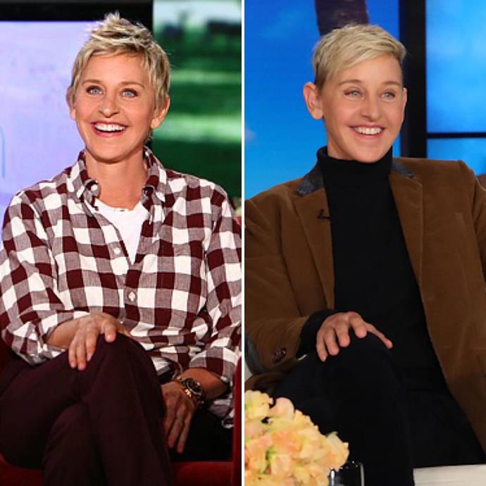 ***Ellen DeGeneres*** <br><br>
"#10yearchallenge. I never realised how differently I hold my hand now." <br><br>
*Image: [@theellenshow](https://www.instagram.com/p/BsoXo9BBWRG/|target="_blank"|rel="nofollow")*