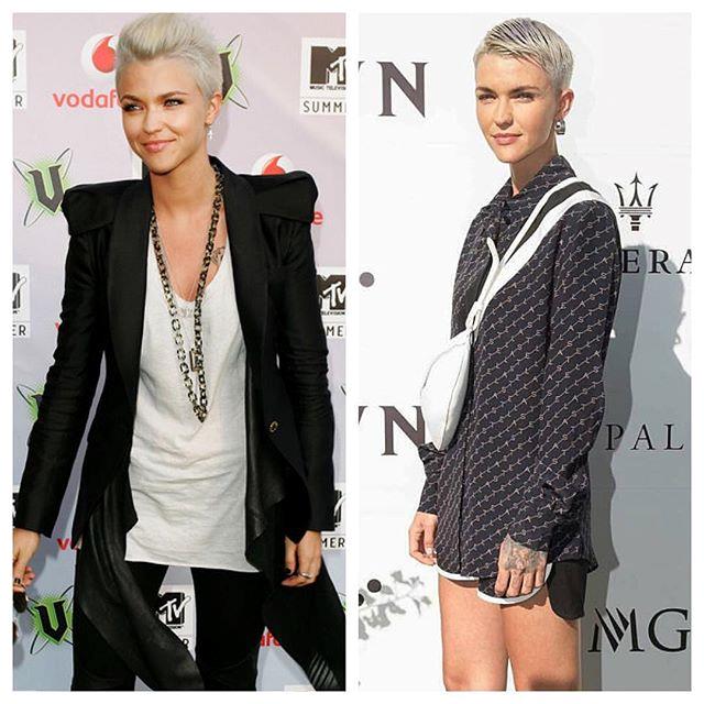 ***Ruby Rose*** <br><br>
"2009 - 2019 <br>
I lost the shoulder pads, discovered hair gel and started squinting.. sounds about right. <br>
#10yearchallenge <br><br>
*Image: [@rubyrose](https://www.instagram.com/p/BsoD3H4Hrp-/|target="_blank"|rel="nofollow")*