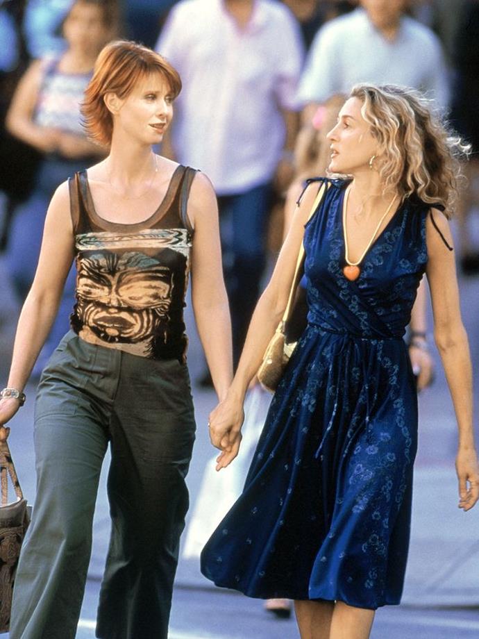 Of course, Miranda was just as capable of turning a future-forward casual look—i.e. this Jean Paul Gaultier-esque sheer number.
