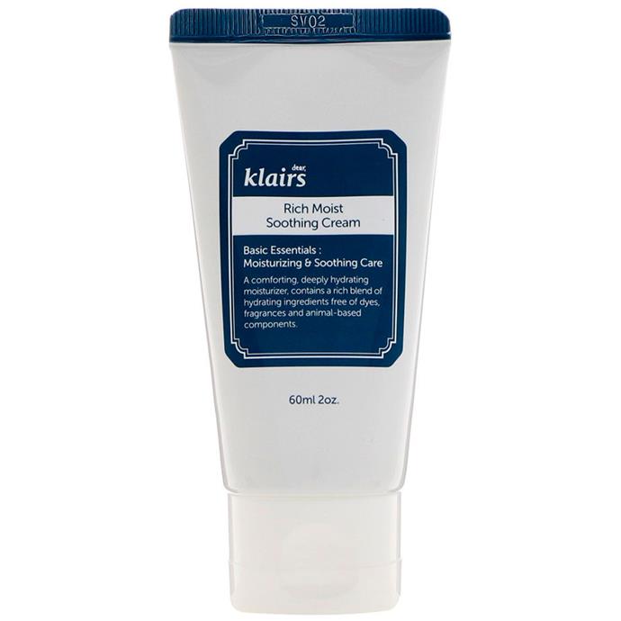 ***Klairs Rich Moist Soothing Cream***<br><br>
If your skin is prone to irritation or inflammation, this one is for you. This cream's soothing properties lower the temperature of skin while boosting your natural moisture barrier.<br><br>
Moisturiser by Klairs, $34 at [Nudie Glow](https://nudieglow.com/products/klairs-rich-moist-soothing-cream|target="_blank"|rel="nofollow").