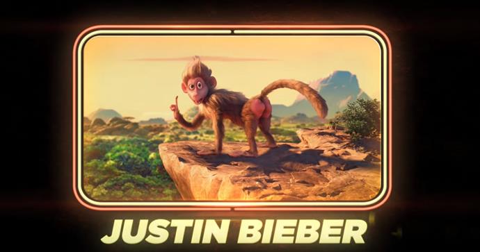 Justin Bieber as a monkey