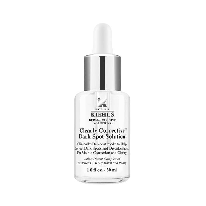 **For Reducing Pigmentation**<br>
*Clearly Corrective™ Dark Spot Solution by Kiehl's, for $88 at [kiehls.com](https://www.kiehls.com.au/clearly-corrective-dark-spot-solution/3605970202637.html?cm_mmc=GooglePS-_-ProductSearch|target="_blank"|rel="nofollow")*<br>
This paraben and silicone-free solution works as the perfect preventative measure against the development of dark spots and effectively neutralises skin discolouration with daily use.