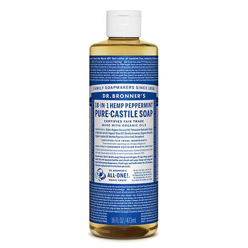 "Dr Bronner's Peppermint Soap is a great organic all-in-one product for cleansing the whole body."
<br><br>
*Pure Castile Liquid Soap in Peppermint, $12.95, DR BRONNER'S from [Dr Bronner](https://www.drbronner.com.au/products/dr-bronners-liquid-castile-soap|target="_blank"|rel="nofollow")*