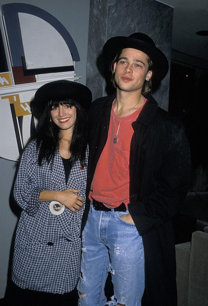 Matching hats with former fiancée Jill Schoelen in 1988.