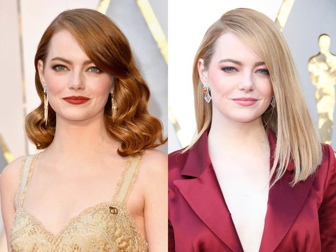 **Emma Stone**<br><br>

Despite suiting her trademark red hair to a T, Emma Stone's strands are naturally blonde.<br><br>

*Images via Getty*