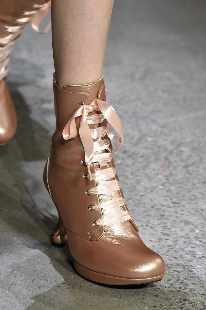 ***Trend two: the corset-style stiletto boot*** <br><br>
The corset-reminiscent stiletto boot is a popular trend at Fashion Month, seen here at Anna Sui spring/summer '20 on September 9, 2019. <br><br>
*Image: Getty*