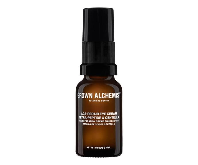 **Age-Repair Eye Cream Tetra-Peptide & Centella by Grown Alchemist, $75 from [Grown Alchemist](https://www.grownalchemist.com/au/age-repair-eye-cream.html|target="_blank"|rel="nofollow")**<br><br>

Boasting rave [reviews](https://www.influenster.com/reviews/grown-alchemist-age-repair-tetra-peptide-centella-eye-cream-15ml|target="_blank"|rel="nofollow") and a growing cult following, this advanced formula has a strong reputation for banishing eye bags *fast*. Specially created to treat the delicate eye area, its targeted formula features a blend of centella and soy for a powerful dose of [vitamin E](https://www.elle.com.au/beauty/vitamin-e-skin-24375|target="_blank") which works with essential fatty acids to minimise fine lines and wrinkles. It also de-puffs and brightens the under eye, thanks to its potent mix of vitamin A, E, D and phyto-amino acid peptides.