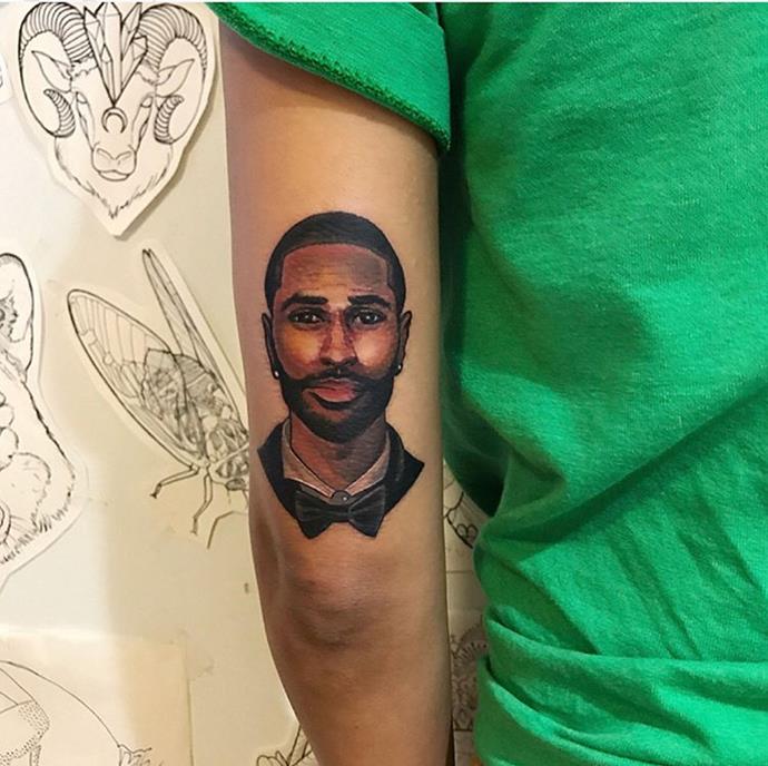 Jhene Aiko got this portrait of her then-boyfriend Big Sean on the back of her arm.