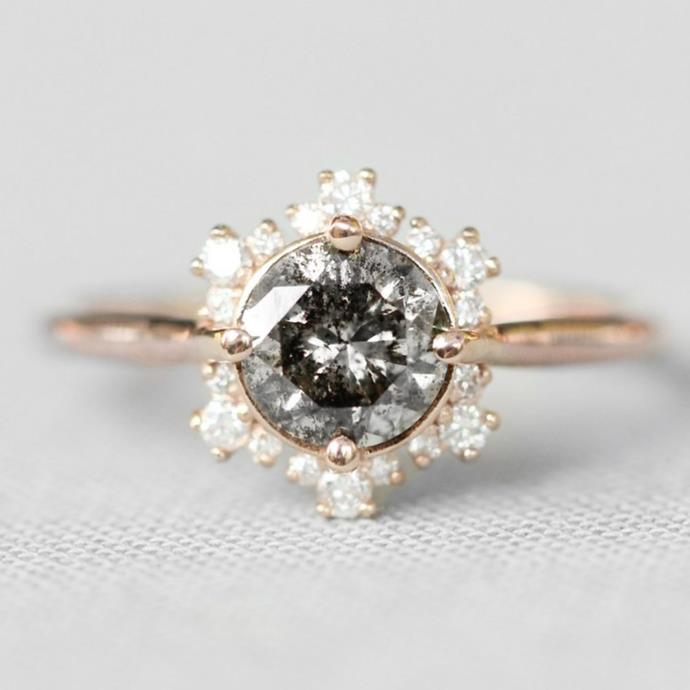 ***Celestial diamonds***<br><br>
Also known as 'salt and pepper' diamonds, celestial diamonds are classified as 'imperfect' diamonds that have imperfections and 'speckles and spots' in them, giving them a unique quality.<br><br>
Image via [@midwinterco](https://www.instagram.com/p/B3QfyBJAFVr/|target="_blank"|rel="nofollow").
