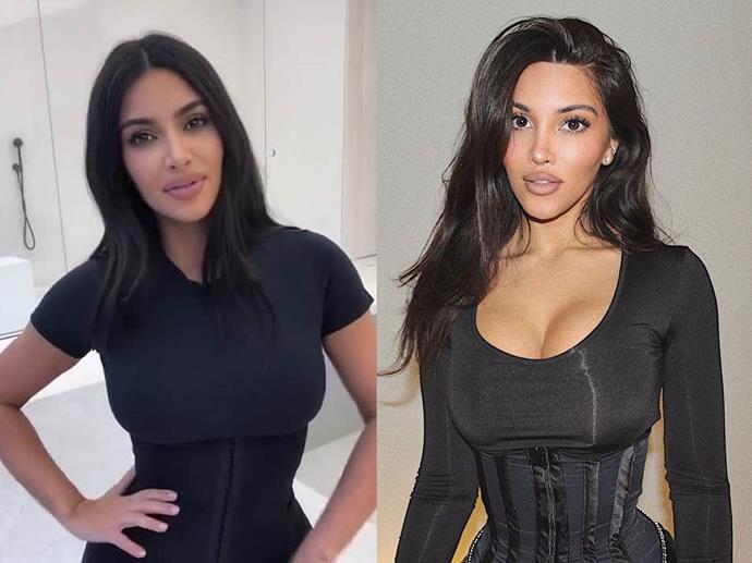 **Kim Kardashian and Kamilla Osman**<br><br>

Why have one lookalike when you can have two? Canadian Kami Osman, whose [Instagram](https://www.instagram.com/kamiosman/|target="_blank"|rel="nofollow") bio says she is a singer, is also the spitting image of the SKIMS founder (and seems to share her penchant for waist trainers).<br><br>

The pair have even met before, with Kim previously [sharing a photo of the two](https://twitter.com/KimKardashian/status/711969248604778496|target="_blank"|rel="nofollow") looking very much like twins while pouting for the camera.<br><br>

*Images via [@kimkardashian](https://www.instagram.com/kimkardashian/|target="_blank"|rel="nofollow") and [@kamiosman](https://www.instagram.com/kamiosman/|target="_blank"|rel="nofollow")*