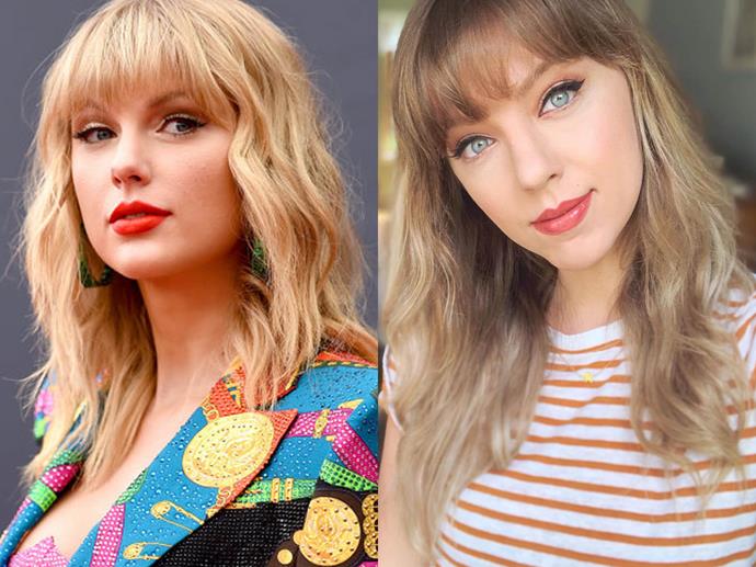 **Taylor Swift and April Gloria**<br><br>

It's well-known that Taylor Swift is a cat enthusiast, but it's probably not that well known that she has a body double who, according to her [Instagram](https://www.instagram.com/_aprilgloria/|target="_blank"|rel="nofollow"), also shares her passion for felines, oh, and looks just like her.<br><br>

To be fair, April Gloria doesn't just imitate Swift, she's a cosplayer and from the looks of her social media, a very good one.<br><br>

*Image via [@_aprilgloria](https://www.instagram.com/_aprilgloria/|target="_blank"|rel="nofollow")*