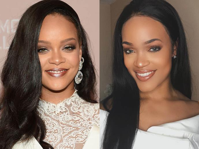 **Rihanna and Andele Lara**<br><br>

Like Kardashian West, Rihanna also has doubles in body doubles! From the singer's face shape to her brows and lips, Boston-based Instagram star Andele Lara has the Bad Gal Riri look down pat—something the flood of [comments in her Instagram](https://www.elle.com.au/celebrity/rihanna-doppelganger-andele-lara-14628|target="_blank"|rel="nofollow") can't stop talking about.<br><br>

*Image via [@andelelara](https://www.instagram.com/andelelara/|target="_blank"|rel="nofollow")*