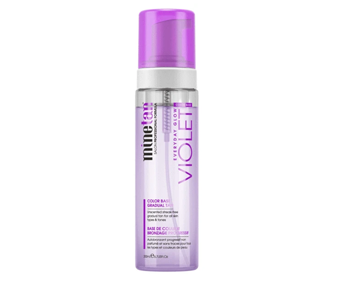 **The best foam: Violet Gradual Tan Foam, $24.99 by [MineTan](https://au.shop.minetanbodyskin.com/collections/gradual-tan/products/violet-gradual-tan-foam|target="_blank")**<br></br>
If you're after something on the richer, deeper side, try a foam formula. This guy is a glow-boosting gradual designed to develop into a warm (but *not* orange) bronze hue with an airbrushed finish.