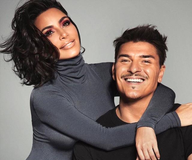 **Mario Dedivanovic**
<br><br>
**Relationship:** Makeup artist to Kim Kardashian 
<br><br>
Since the Kardashian's spend so much time with their glam squad, it makes sense that they've all grown so close. Mario Dedivanovic, in particular, is the brain behind almost every one of Kim's iconic makeup looks. 
<br><br>
Recently, the pair marked their 10-year friendship with an entire collaboration for KKW Beauty.