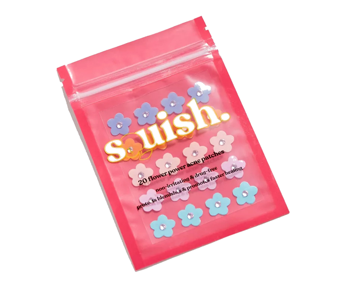 **Flower Power Acne Patches, $21.40 by [Squish](https://squishbeauty.com/products/flower-power-acne-patches|target="_blank"|rel="nofollow")**<br></br>
Trying to drain fluid from a blemish? Try these. Heading to Coachella (post-festival restrictions, of course)? They work in that scenario, too. Face it: a breakout now solely serves as an excuse to whip out your favourite florals. Hell, there's even diamontes involved. Fancy.