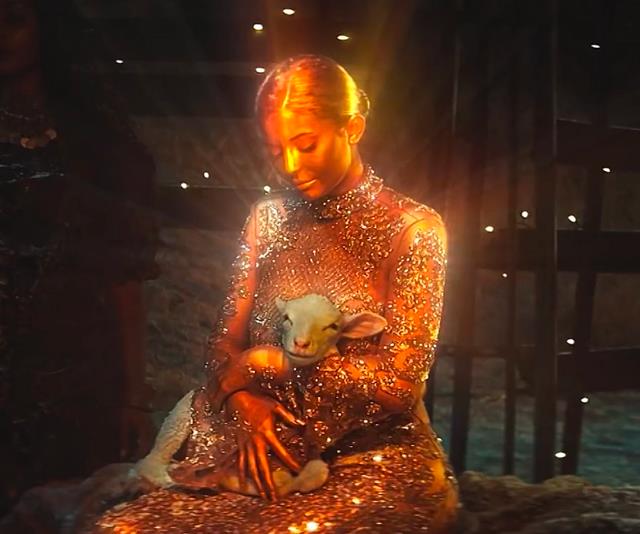 **Kylie Jenner in Travis Scott's video for "Stop Trying to Be God"**
<br><br>
When dating a musician, starring in their music videos seems to be a must. Appearing in Travis Scott's "Stop Trying To Be Good", Jenner plays an ethereal vision who looks to be craddling a lamb. Featuring Philip Bailey, James Blake, Kid Cudi and Stevie Wonder, the video is stacked full of talent.
<br><br>
*Watch it [here](https://www.youtube.com/watch?v=YqvCptqhHfs|target="_blank"|rel="nofollow").*