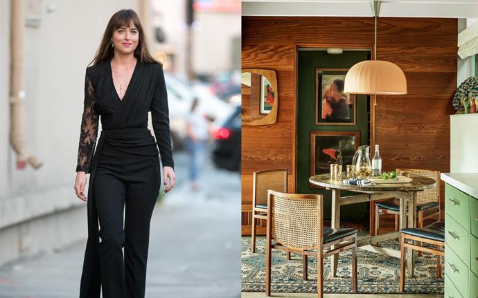 **Dakota Johnson** <br><br>
As one of Hollywood's more private stars, Dakota Johnson took fans inside her elusive, bamboo-shrouded L.A. property with *[Architectural Digest](https://www.architecturaldigest.com/story/step-inside-dakota-johnsons-midcentury-modern-home|target="_blank"|rel="nofollow")* in March 2020. With help from interior design firm Pierce & Ward, Johnson's home is as homely as it is chic and understated, from the lush living room and green-hued kitchen (she says it took a few tries to get the colour right) to the heavenly [Gucci-filled closet](https://www.harpersbazaar.com.au/fashion/dakota-johnson-closet-gucci-20040|target="_blank"). <br><br>
*Images: Getty/*[Architectural Digest](https://www.architecturaldigest.com/story/step-inside-dakota-johnsons-midcentury-modern-home|target="_blank"|rel="nofollow") *+ Simon Upton* <br><br>
***Watch a clip of Johnson's house tour below.***