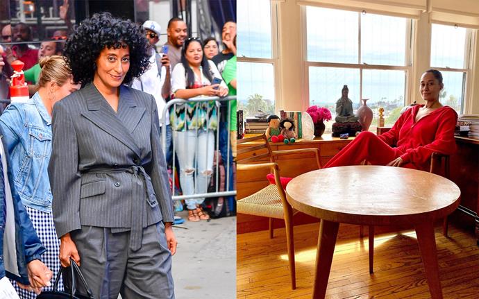 **Tracee Ellis Ross** <br><br>
Ellis Ross's [*Vogue* '73 Questions'](https://www.youtube.com/watch?v=RlduVwzqK2o|target="_blank"|rel="nofollow") house tour showed just how well her colourful, eclectic L.A. home matches her exuberant personality. The actress has since shared more pictures from inside her cozy house, which features chic Mid-Century furniture and adorable accents. <br><br>
*Images: Getty/Instagram [@traceeellisross](https://www.instagram.com/traceeellisross/|target="_blank"|rel="nofollow")*