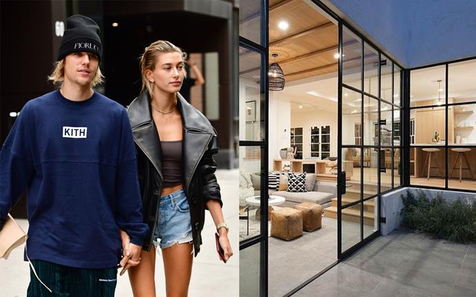 **Justin and Hailey Bieber** <br><br>
Since marrying in late 2019, Justin and Hailey Bieber have moved into an incredibly aesthetically-pleasing home in Beverly Hills, which features an infinity pool, home bar, and gorgeous decor (including a kitchen that literally looks like an Aesop store). It's not clear whether the Biebers had anything to do with their home's fittings, but there's no doubt they've got a great eye. <br><br>
*Images: Getty/Instagram [@hiltonhyland](https://www.instagram.com/p/BqIqSsSBWhE/|target="_blank"|rel="nofollow")*