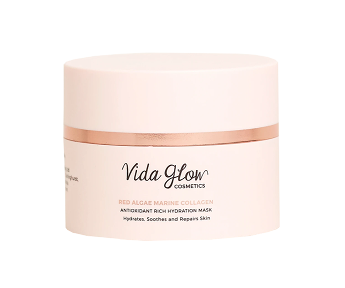 **Antioxidant Rich Hydration Mask, $64.95 by [Vida Glow](https://ausnz.vidaglow.com/collections/all-products-1/products/hydration-mask|target="_blank"|rel="nofollow")**<br></br>
Send dullness on its way with this moisturising marine collagen mask, loaded with luminising vit-C and hydrating shea butter.
