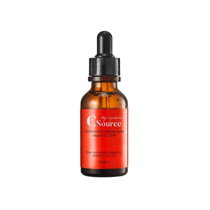 **Best Korean Beauty Vitamin C Serum For Intermediate Users**<br><br>

For intermediate users, the Tiam My Signature C Source—also known as the most popular vitamin C serum to come out from Korea. With 20% concentration, the effects on the skin are much more immediate.<br><br>

*Tiam My Signature C Source, $27 at [Nudie Glow](https://nudieglow.com/products/tiam-my-signature-c-source|target="_blank")*