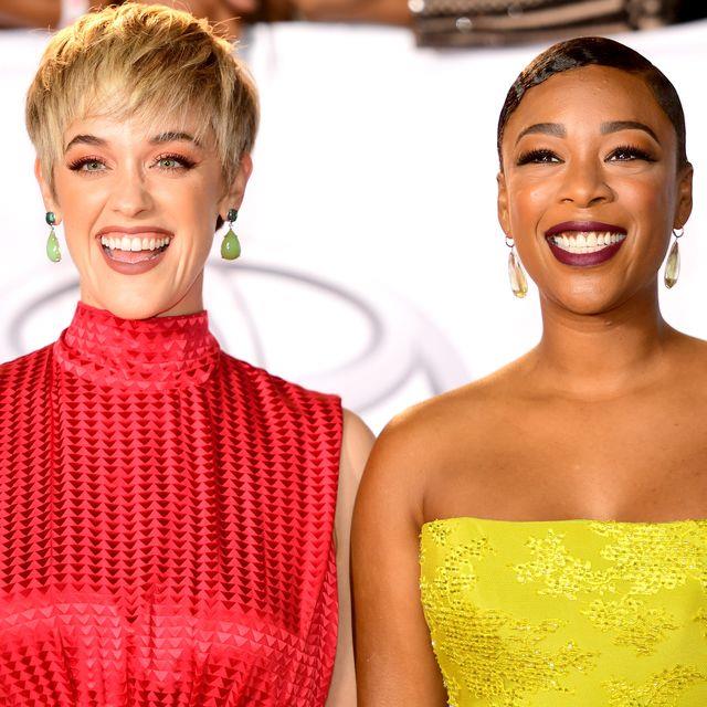 **Samira Wiley and Lauren Morelli**
<br><br>
You may not recognise Morelli as well as her *Orange Is The New Black* actress wife, Samira Wiley, but Morelli is actually a screenwriter for the show. That's how they met and they have now been happily married since 2017. Talk about a power couple.