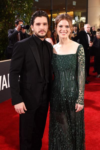 **Kit Harington and Rose Leslie**
<br><br>
Everyone's favourite wildling gained fans for her wise-cracks aimed at Jon Snow, but in real life, the pair actually got along well enough to date. And, seven years after Game of Thrones first aired, the pair got hitched in 2018.