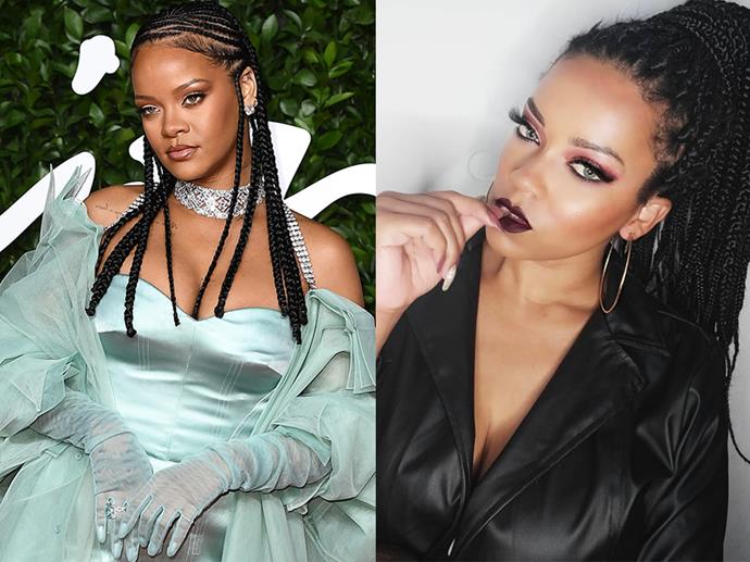**Rihanna and Priscila Beatrice**
<br><br>

Almost identical to the "Work" singer (left), 28-year-old TikTok star Priscila Beatrice (right) looks so similar to Rihanna, that [her recreation](https://www.instagram.com/p/CD4SK4ZgPDh/|target="_blank"|rel="nofollow") of the musician's 2019 British Fashion Awards look not only fooled her fans, but it even got the attention of Rihanna herself.<br><br>

The singer [commented on the post](https://www.instagram.com/p/CD5OcWWgihB/|target="_blank"|rel="nofollow") asking: "where the album sis? #R9", to jokingly direct the typical focus on her music career onto Priscila instead.<br><br>

*Image via [@priscila.beatrice](https://www.instagram.com/priscila.beatrice/|target="_blank"|rel="nofollow")*