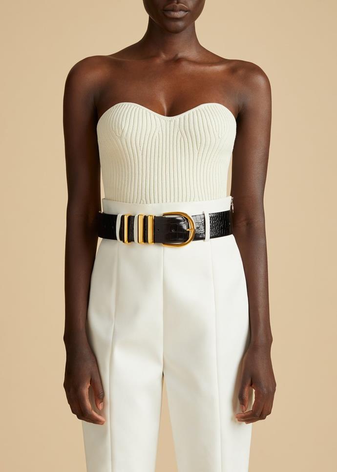 The Lucie Top in cream by Khatie, $1,112 at [Khaite](https://fave.co/2DDQsbX|target="_blank"|rel="nofollow").