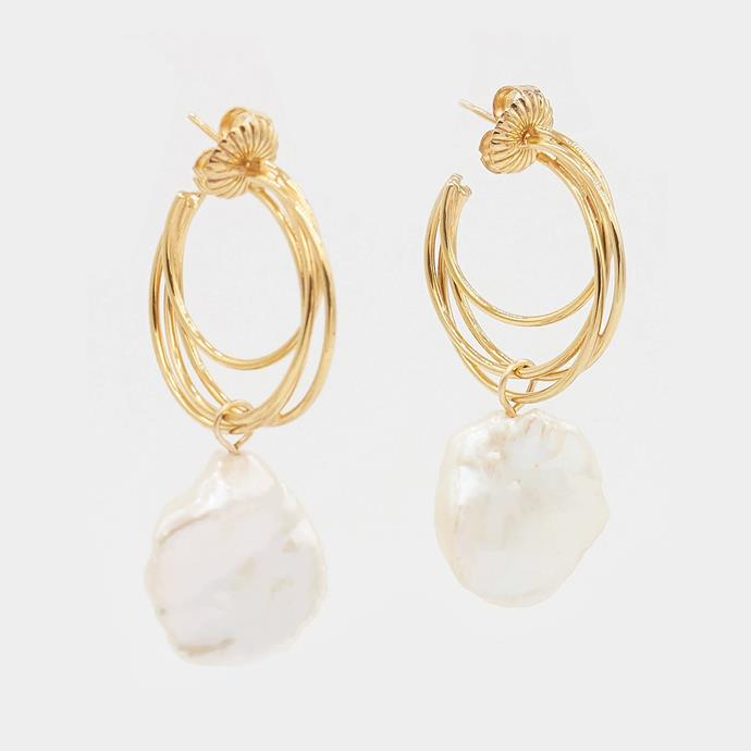 'Lindsey' Earrings With Keshi Pearls, $540 at [Natasha Schweitzer](https://natashaschweitzer.com/collections/best-sellers/products/lindsey-earrings-with-keshi-pearls-gold-plated|target="_blank"|rel="nofollow").