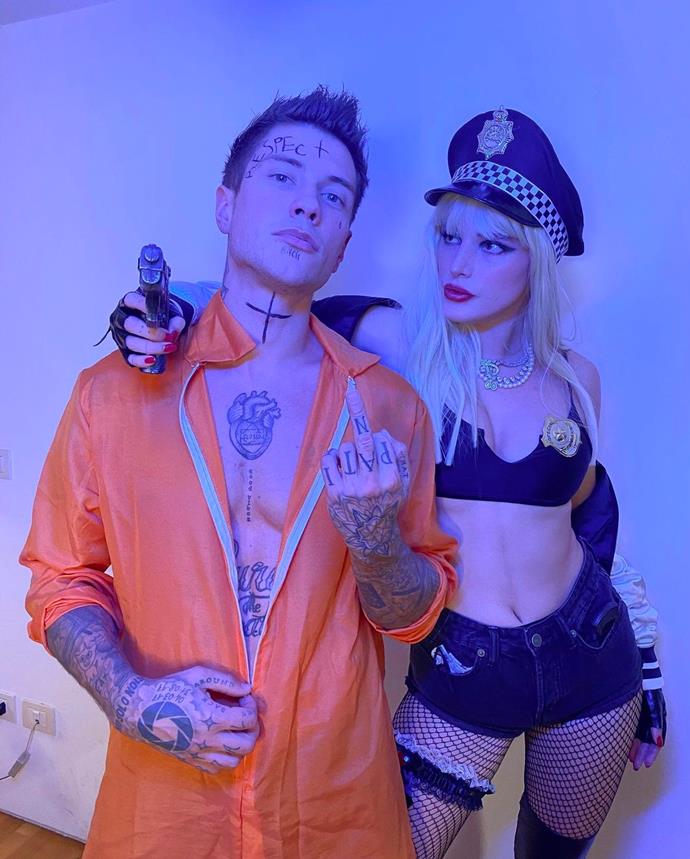 Bella Thorne and Benjamin Mascolo as a police officer and a felon.