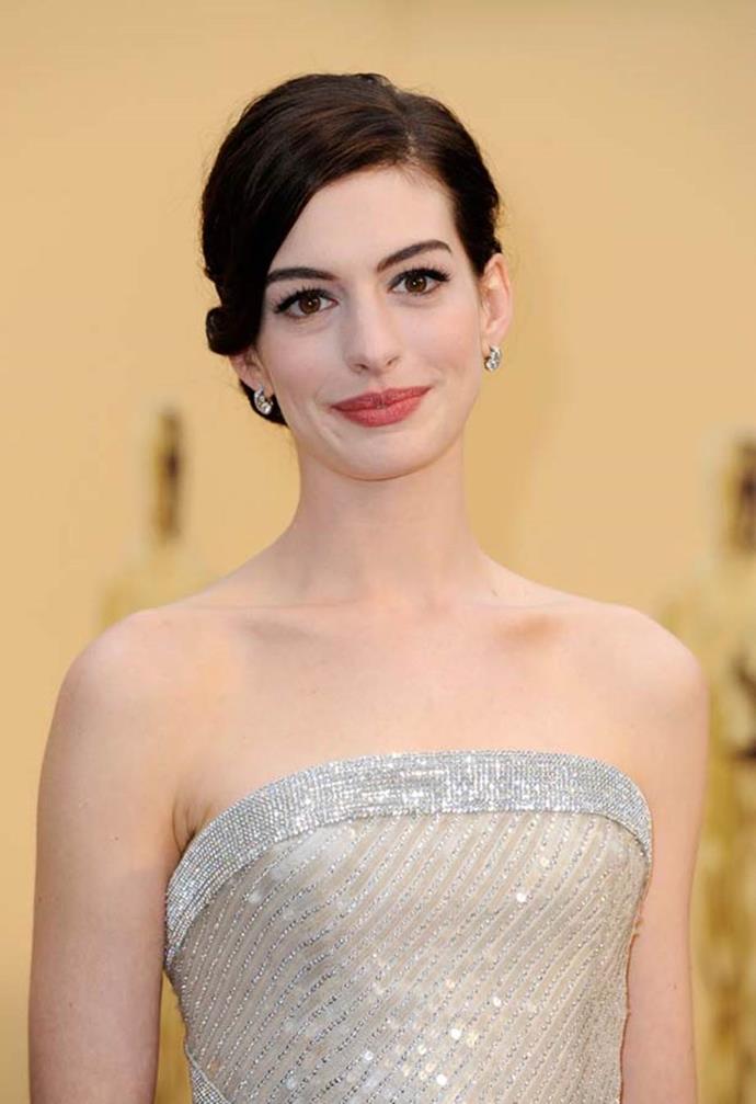 **Anne Hathaway**<Br><br>

Actress Anne Hathaway revealed on *Ellen* that she's quit drinking for the next 18 years. "I quit drinking back in October, for 18 years," said Hathaway. "I'm going to stop drinking while my son is in my house just because I don't totally love the way I do it and he's getting to an age where he really does need me all the time in the mornings."