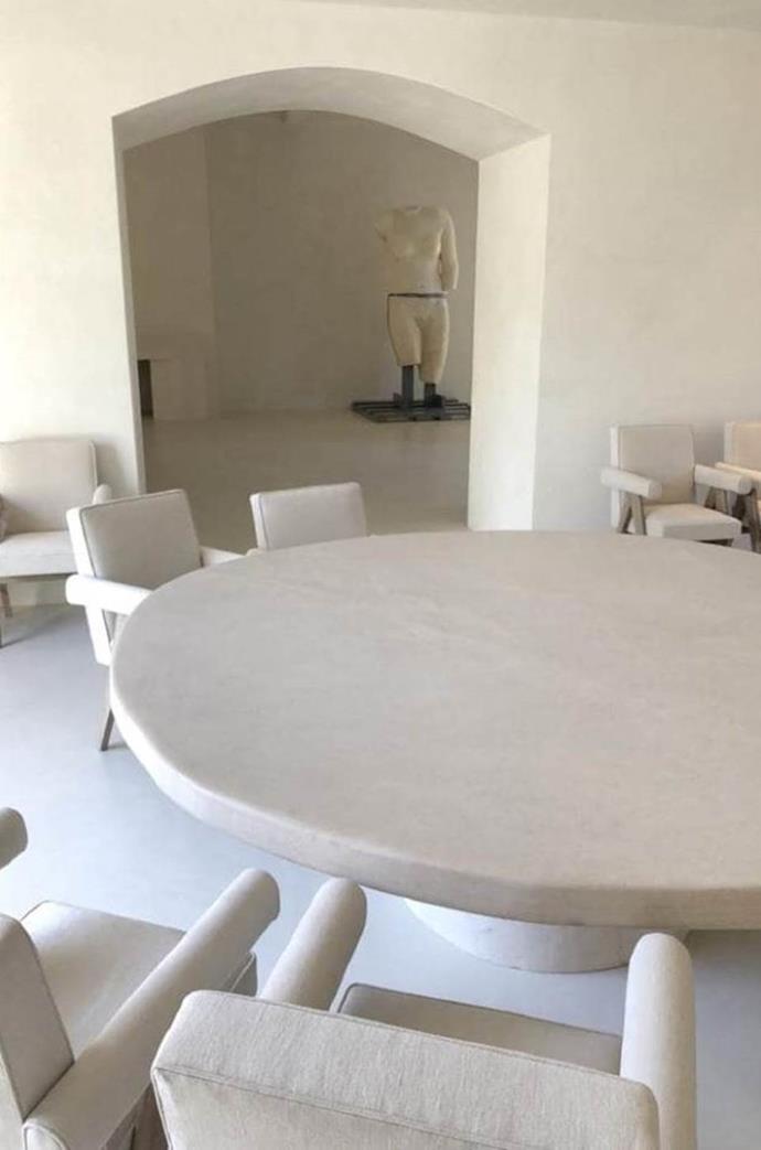 **Kim Kardashian and Kanye West's house** <br><br>
The home, which was partially designed by famous Belgian designer Axel Vervoordt, has almost exclusively ivory fittings, even down to the chairs, tables, and sculptures that adorn the hallways. <br><br>
*Image: Instagram [@kimkardashian](https://www.instagram.com/kimkardashian/|target="_blank"|rel="nofollow")*
