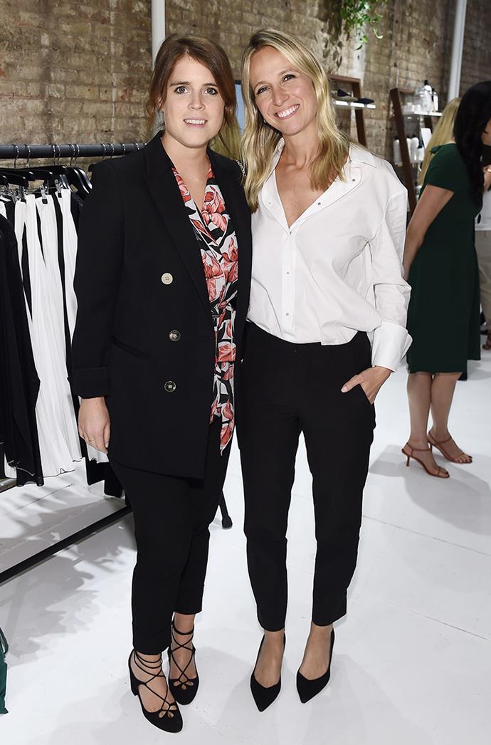 **PRINCESS EUGENIE**
<br><br>
Attending Misha Nonoo's event in September 2019, Princess Eugenie wore heels, a longline blazer, and matching pants. For those wondering, Nonoo is best known as the Duchess of Sussex's close friend, but she's close with other royals as well.