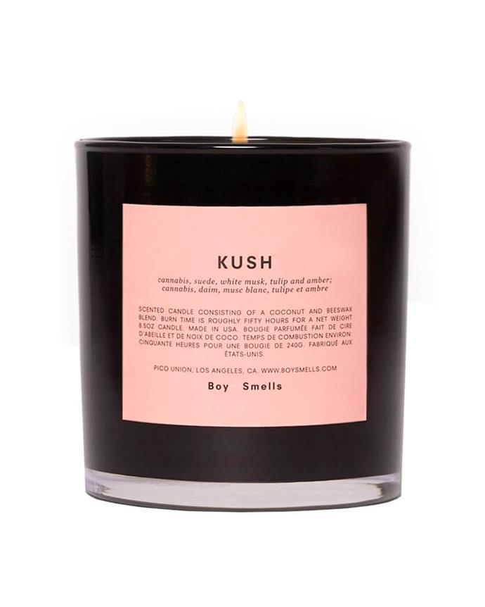**For The Happy Homebody**
<br><br>
Does your pal prefer to keep your catch-ups indoors? Perhaps it's time to surprise your favourite homebody with chic homewares to spruce up their abode. Elevate their home time and gift them a delicious scent like Boy Smell's Kush candle for some proper relaxation.
<br><br>
*'Kush Candle' by Boy Smells, $51 at [MECCA](https://www.mecca.com.au/boy-smells/kush-candle/I-038711.html?cgpath=brands-boysme|target="_blank"|rel="nofollow").*