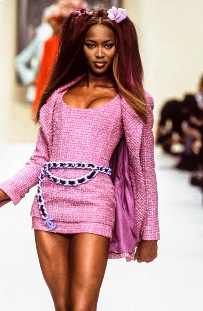 **Naomi Campbell** <br><br>
Another supermodel and friend of Lagerfeld, Campbell has walked the Chanel runway multiple times in her career, most frequently in the 1990s.