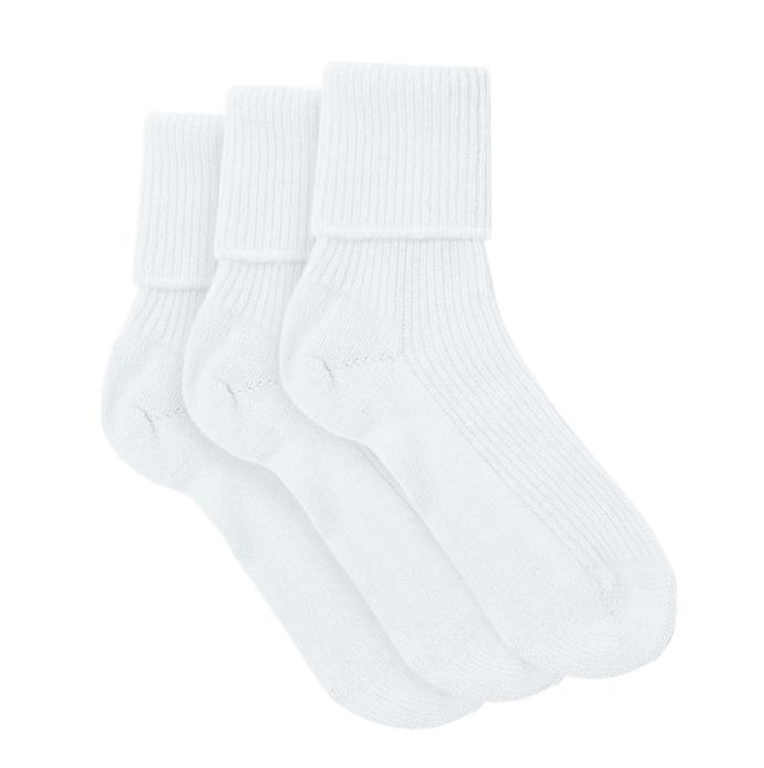 'Pack of three ribbed-cashmere socks' by Johnstons of Elgin, $135 at [Matches Fashion](https://www.matchesfashion.com/au/products/Johnstons-Of-Elgin-Pack-of-three-ribbed-cashmere-socks-1399839|target="_blank"|rel="nofollow").