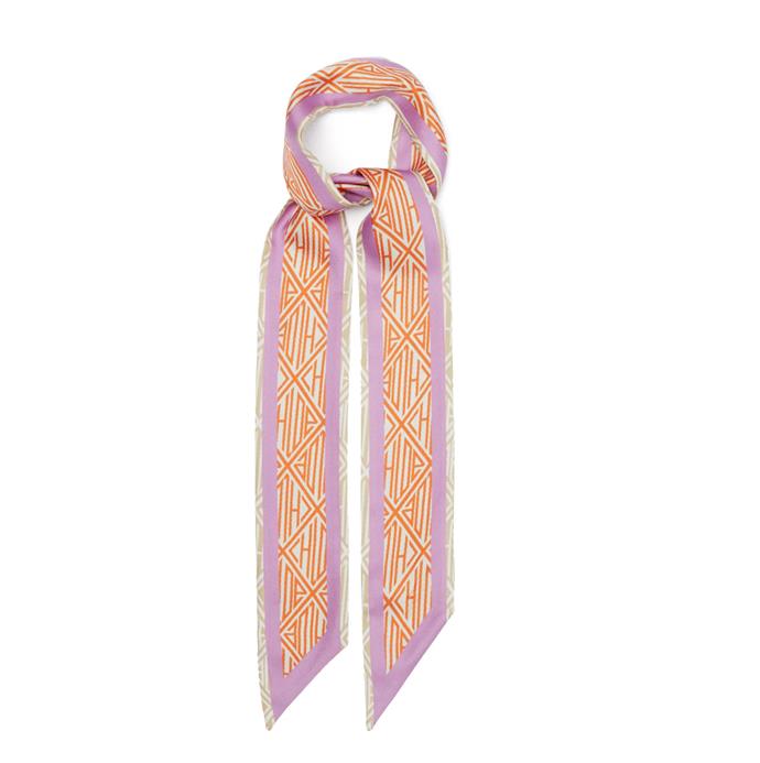 'Charlie monogram-print silk-crepe scarf' by Chloé, $290 at [Matches Fashion](https://www.matchesfashion.com/au/products/Chlo%C3%A9-Charlie-monogram-print-silk-crepe-scarf%09-1389465|target="_blank"|rel="nofollow").