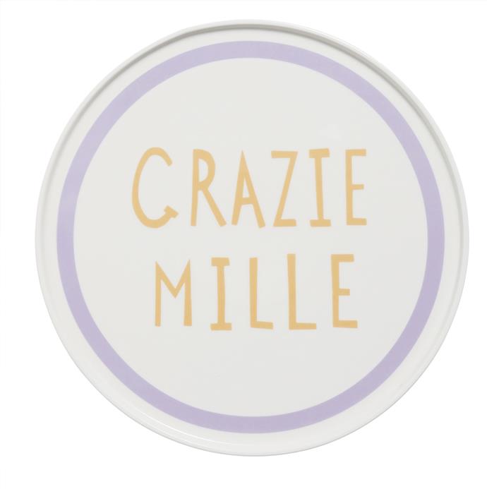 'Grazie Mille' Plate, $29 by [In The Roundhouse](https://www.intheround.house/collections/the-italian-words/products/grazie-mille|target="_blank"|rel="nofollow").