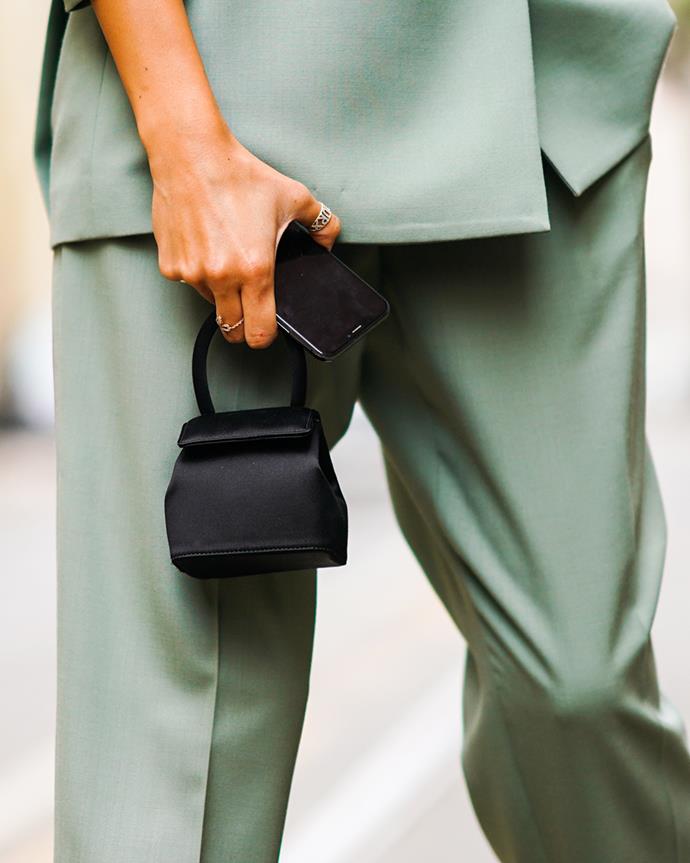 ***Out: Micro Bags***
<br><br>
Nothing to do with our undying love for [Jacquemus](https://www.elle.com.au/fashion/jacquemus-spring-summer-2020-20752|target="_blank")—and [Lizzo](https://www.elle.com.au/fashion/lizzy-tiny-bag-memes-amas-2019-22692|target="_blank"), of course—but sadly, it's time we bid adieu to the micro bag. While, yes, the microscopic accessory was an oh-so-sweet novelty, it's time to say goodbye.