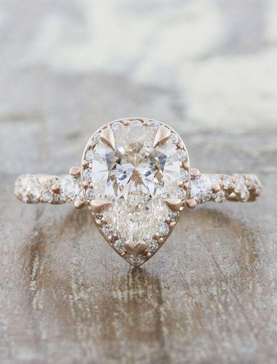**Scorpio: Pear**
<br><br>
You're bridal style is nothing if not sexy, Scorpio. So it makes sense that your ring is a feminine and sultry as you. The best cut? A pear-shaped diamond, of course.
<br><br>
Image: [Pinterest](https://www.pinterest.com.au/pin/327285097913419981|target="_blank"|rel="nofollow")
