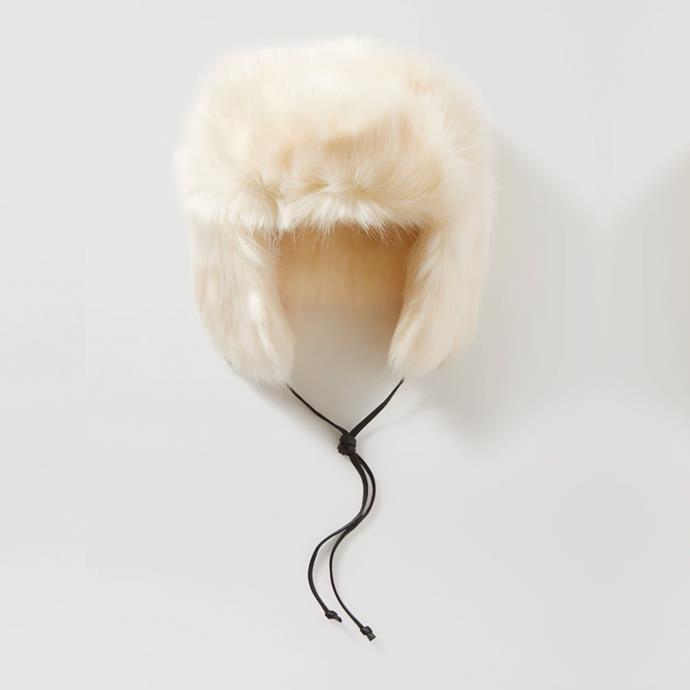 'Owen' leather-trimmed faux fur hat by Eugenia Kim, $487.25 at [Net-A-Porter](https://fave.co/3rxDyjv|target="_blank"|rel="nofollow").